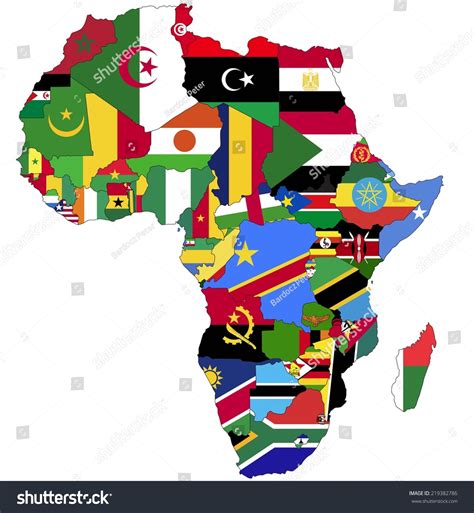 african map with flags.
